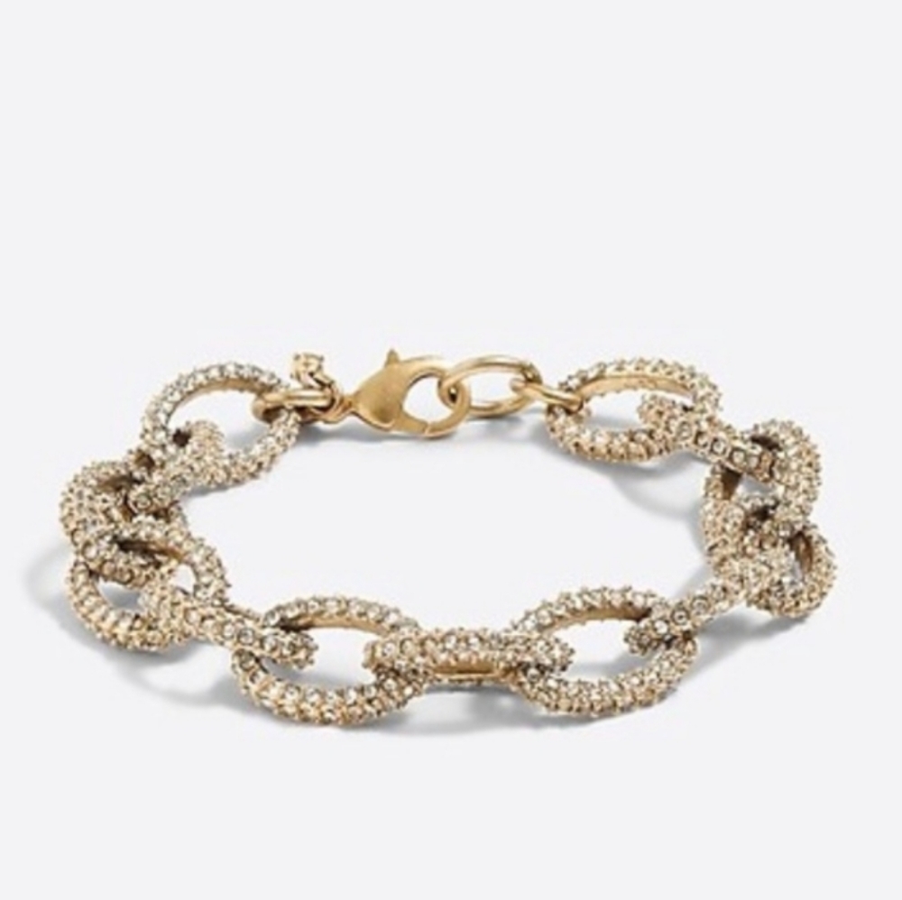 JCrew bracelet gold & crystal link rhinestone 01898